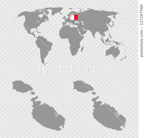 Malta Regions Map Set with World Location. Malta Regions Map Set with World Location. 127167560