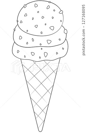 Digital hand draw of ice cream for coloring  127168095