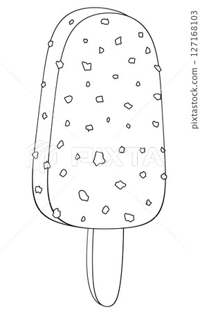 Digital hand draw of ice cream for coloring  127168103