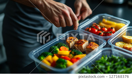 Hands Preparing Healthy Meal Prep with Fresh Ingredients Hands Preparing Healthy Meal Prep with Fresh Ingredients 127168376