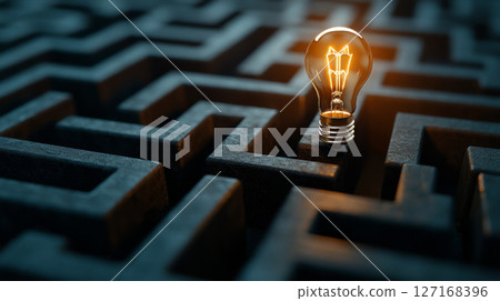 Light Bulb in Maze Symbolizing Innovation and Problem Solving Light Bulb in Maze Symbolizing Innovation and Problem Solving 127168396