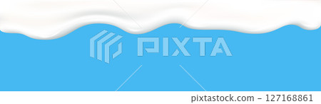 Yogurt wave realistic 3d texture, dripping cream. 127168861