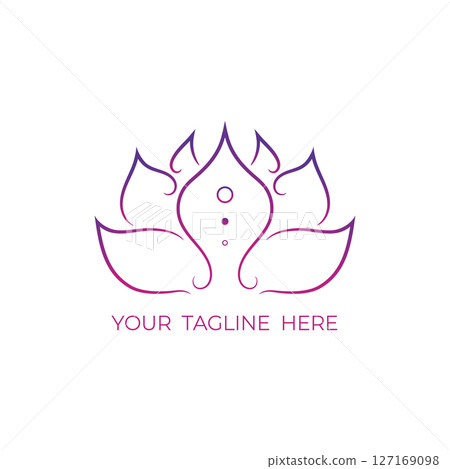 Line minimalist Lotus flower logo design. Water lily emblem logo design. Vector illustration 127169098