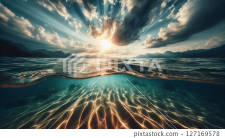 The clear ocean, the boundary between the water and the sky The clear ocean, the boundary between the water and the sky 127169578