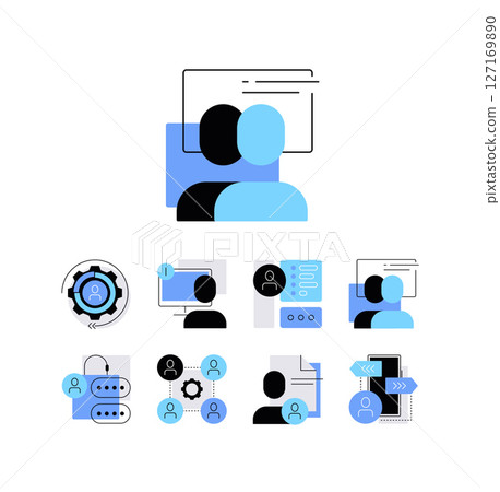 User experience and web projects development. Set of flat icons. Infographic elements for apps, web designs 127169890