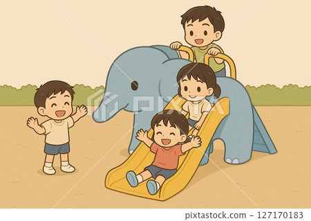 孩子們在公園玩耍的插圖 - 生成式人工智慧 127170183