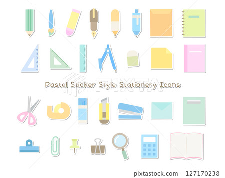 文具_粉紅彩色貼紙 127170238