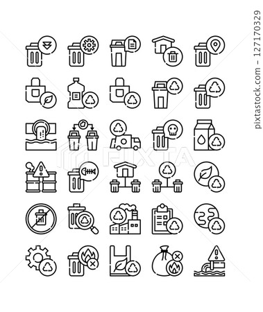 waste management line icon set waste management line icon set 127170329