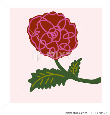 Flower in naive style, hand drawn illustration. Retro style careless element 127170423