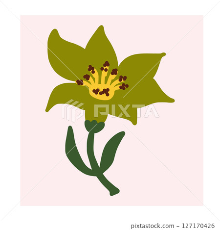Flower in naive style, hand drawn illustration. Retro style careless element Flower in naive style, hand drawn illustration. Retro style careless element 127170426