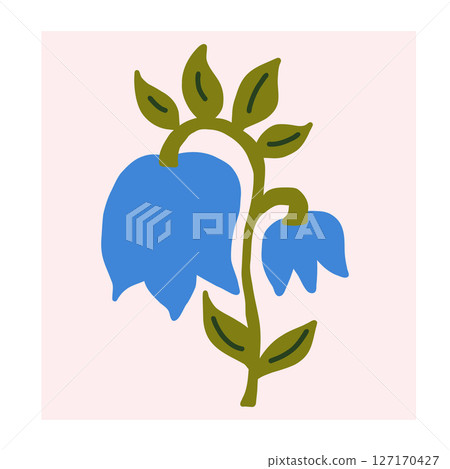 Flower in naive style, hand drawn illustration. Retro style careless element Flower in naive style, hand drawn illustration. Retro style careless element 127170427