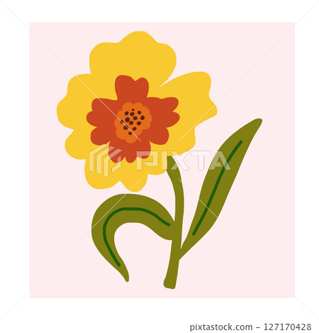 Flower in naive style, hand drawn illustration. Retro style careless element Flower in naive style, hand drawn illustration. Retro style careless element 127170428