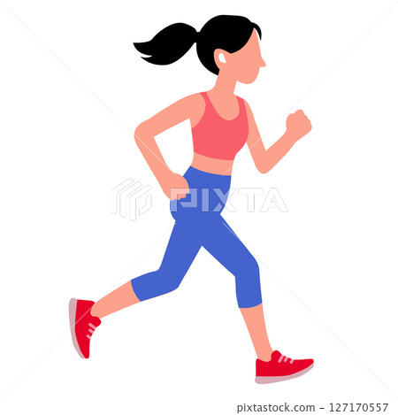 Woman in sport clothes running. Slim girl in a sports uniform. Woman runs. Jogging.  127170557
