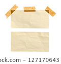 Blank Aged Paper Notes with Adhesive Tape 127170643
