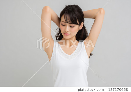 AI-generated image: Woman showing her armpits 127170668