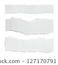 Three Horizontal White Torn Paper Strips 127170791