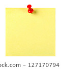 Yellow Sticky Note with Red Pushpin 127170794