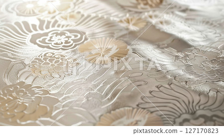 Delicate texture of silver foil floral pattern with Japanese brilliance Delicate texture of silver foil floral pattern with Japanese brilliance 127170823