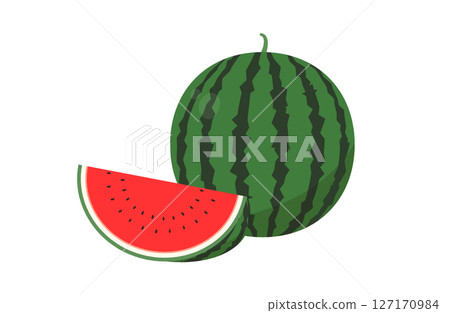 Watermelon vector illustration. Clip art of large watermelon and cut watermelon. Watermelon vector illustration. Clip art of large watermelon and cut watermelon. 127170984