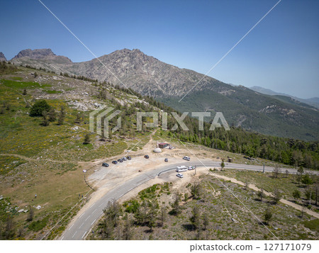 Corse, France Corsica high mountain pass Monte Cinto peak of island, 2706 meters, with the famous GR20 path Corse, France Corsica high mountain pass Monte Cinto peak of island, 2706 meters, with the famous GR20 path 127171079