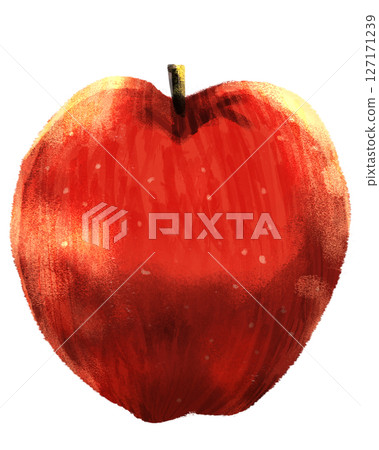 Hand-drawn illustration of a bright red apple 127171239