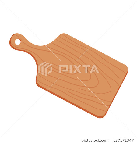 Wooden cutting board showcases craftsmanship and natural wood grain detail 127171347