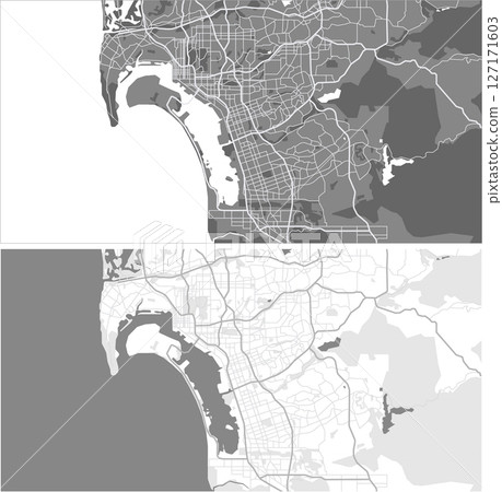 Layered editable vector illustration outline Map of San Diego,USA Layered editable vector illustration outline Map of San Diego,USA 127171603
