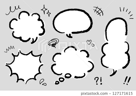 Hand-drawn speech bubbles and cartoon symbols set for pop advertising 127171615