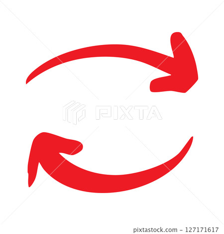 Handwritten arrows, both directions, recycle, refresh, icon, pen, vector 127171617