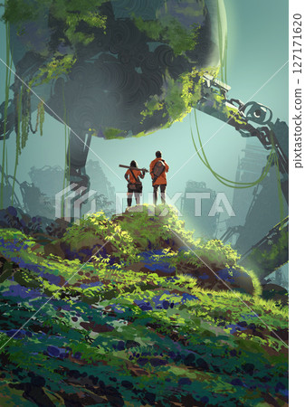 Explorers Discover Overgrown Robotic Structure in Post-Apocalyptic Jungle 127171620