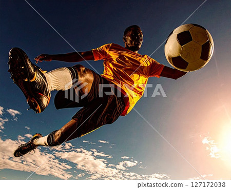 Soccer: Low angle shot scene 127172038