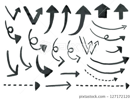 Arrow material set drawn with watercolor paint Arrow material set drawn with watercolor paint 127172120