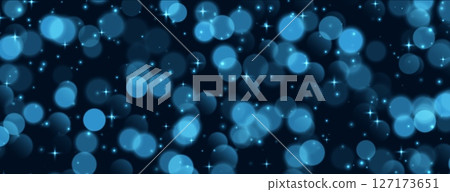 Blue bokeh with stars and sparkles, shiny overlay decoration, abstract Christmas background. 127173651