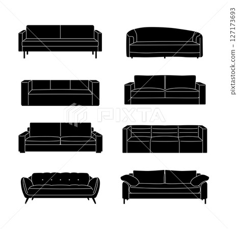 Black Sofa Silhouettes Collection 127173693
