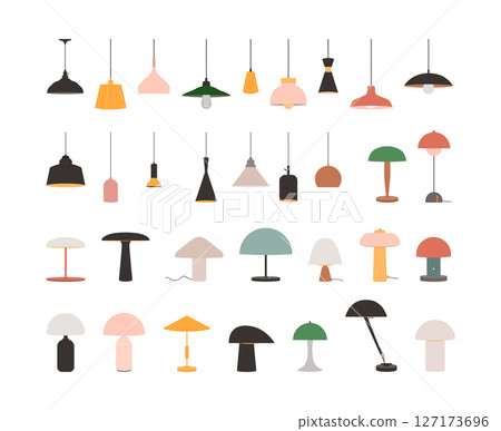 Modern Lamp Collection . Flat Illustration 2 Modern Lamp Collection . Flat Illustration 2 127173696