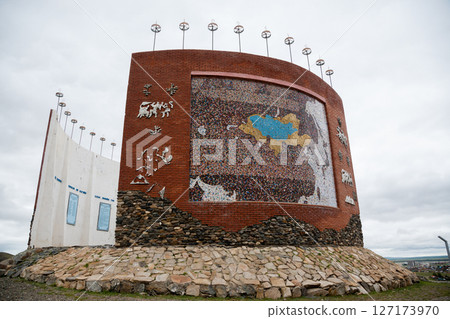 Memorial monument in the town of Kharkhorin, Mongolia 127173970