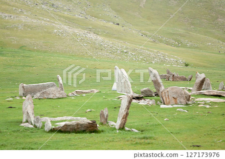 Bronze age cemetery in Orkhon valley world heritage site, Mongolia Bronze age cemetery in Orkhon valley world heritage site, Mongolia 127173976