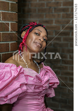 Beautiful Bride African Braids Pink Wedding Dress 127174283