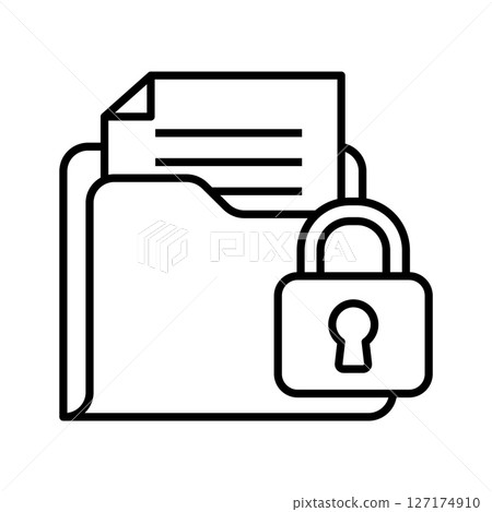Secure folder icon with padlock symbol 127174910