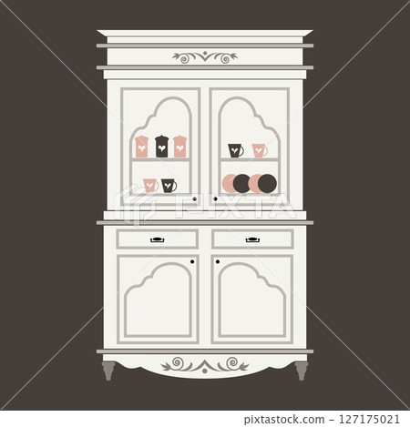cupboard vector illustration cute baroque, shabby chic or classic style luxury interior cabinets vintage cupboard vector illustration cute baroque, shabby chic or classic style luxury interior cabinets vintage 127175021