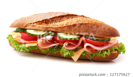 華麗可口的三明治白色背景。 127175627