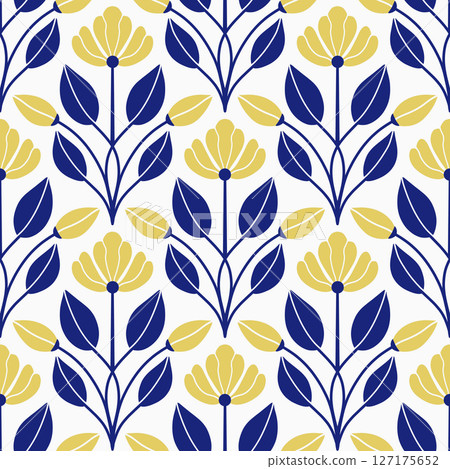 seamless blue and yellow flowers pattern textile floral seamless blue and yellow flowers pattern textile floral 127175652
