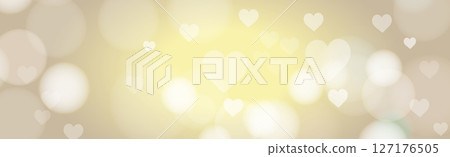 Abstract yellow bokeh background with defocused circles and glitter. Decoration element for Christmas and New Year holidays, greeting cards, web banners, posters - Vector 127176505