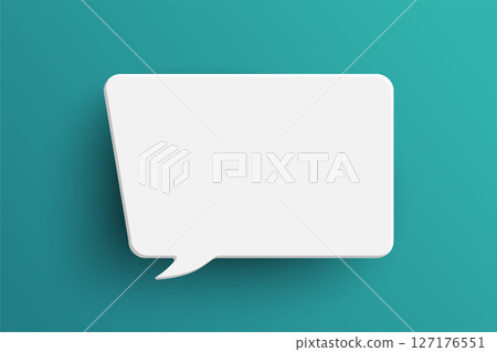 White rectangle speech bubble on green background 127176551