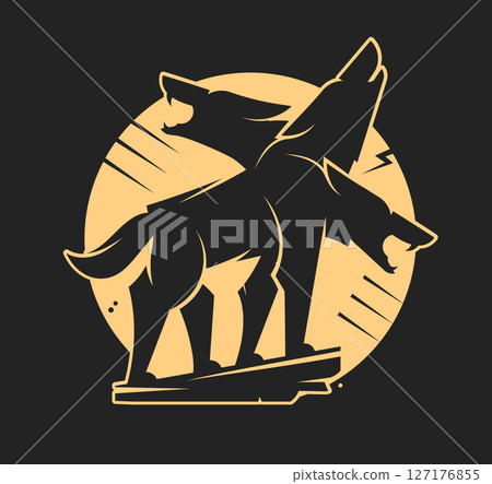 Dog, Wolf, Werewolf Head Silhouette - cut out vector dog or wolf icon, logo, tattoo 127176855