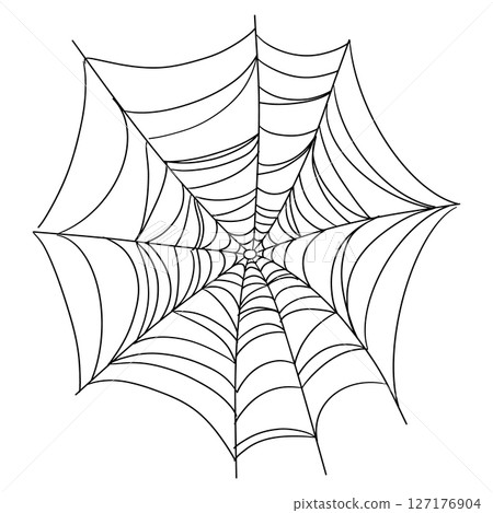 Spiderweb corner line border, gothic scary hanging net frame. Simple spooky halloween decoration. Cobweb spider trap. 127176904