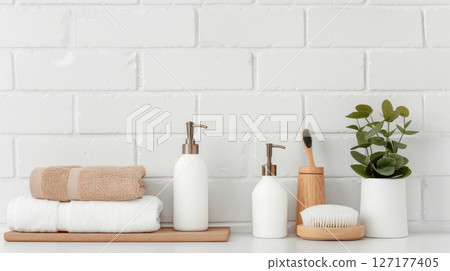 A clean and organized bathroom, symbolizing home hygiene A clean and organized bathroom, symbolizing home hygiene 127177405