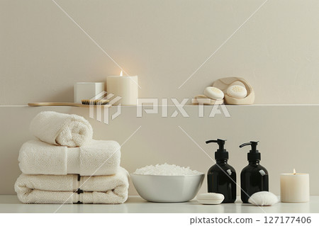 A clean and organized bathroom, symbolizing home hygiene A clean and organized bathroom, symbolizing home hygiene 127177406
