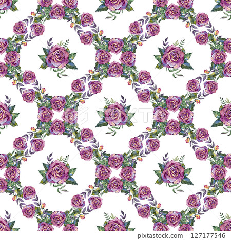 Roses pattern for textile, seamless pattern with purple rose vintage style 127177546