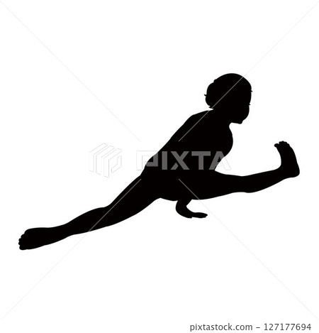 a boy making exercise, silhouette vector 127177694